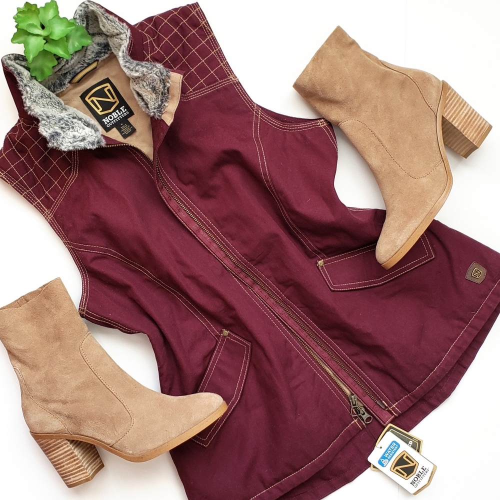 Noble Outfitters Canvas Vest Full Zip Burgundy M